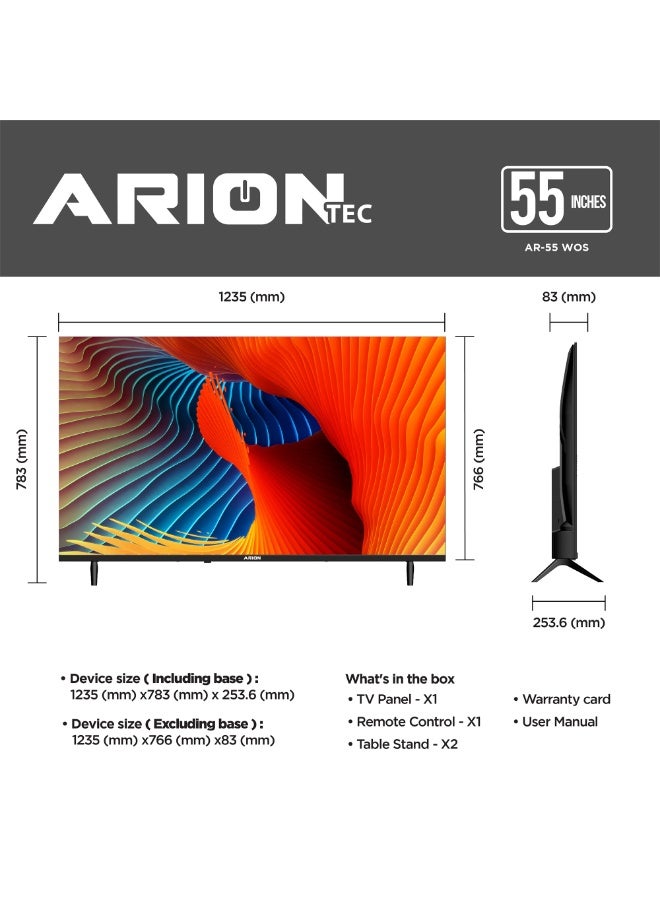 55 Inch QLED 4K UHD Smart TV, webOS 25, Built-In Digital Tuner, Frameless Design