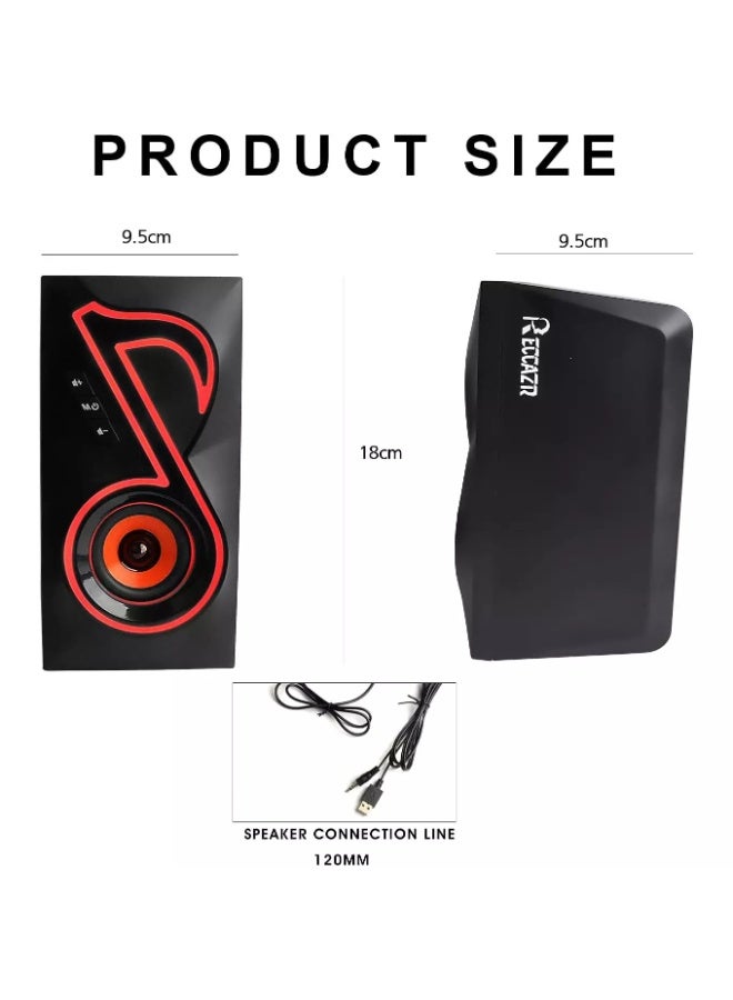 SP5198 Computer Speakers, RGB Gaming PC Speakers with 6 Lights Modes and Easy Volume Control, 10W USB-Powered 2.0CH Stereo Desktop Speakers with 3.5mm AUX