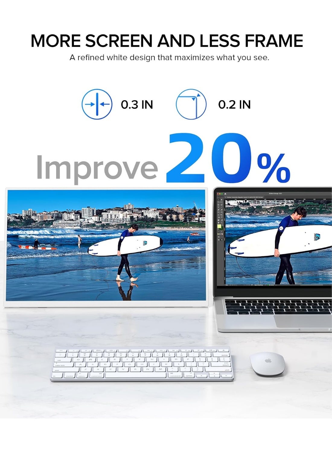UPERFECT 15.6" Portable Monitor Full HD 1080P, USB-C & HDMI External Display, Ultra-Slim Lightweight Travel Screen Compatible with Laptop/PC/Mac/PS5 – White