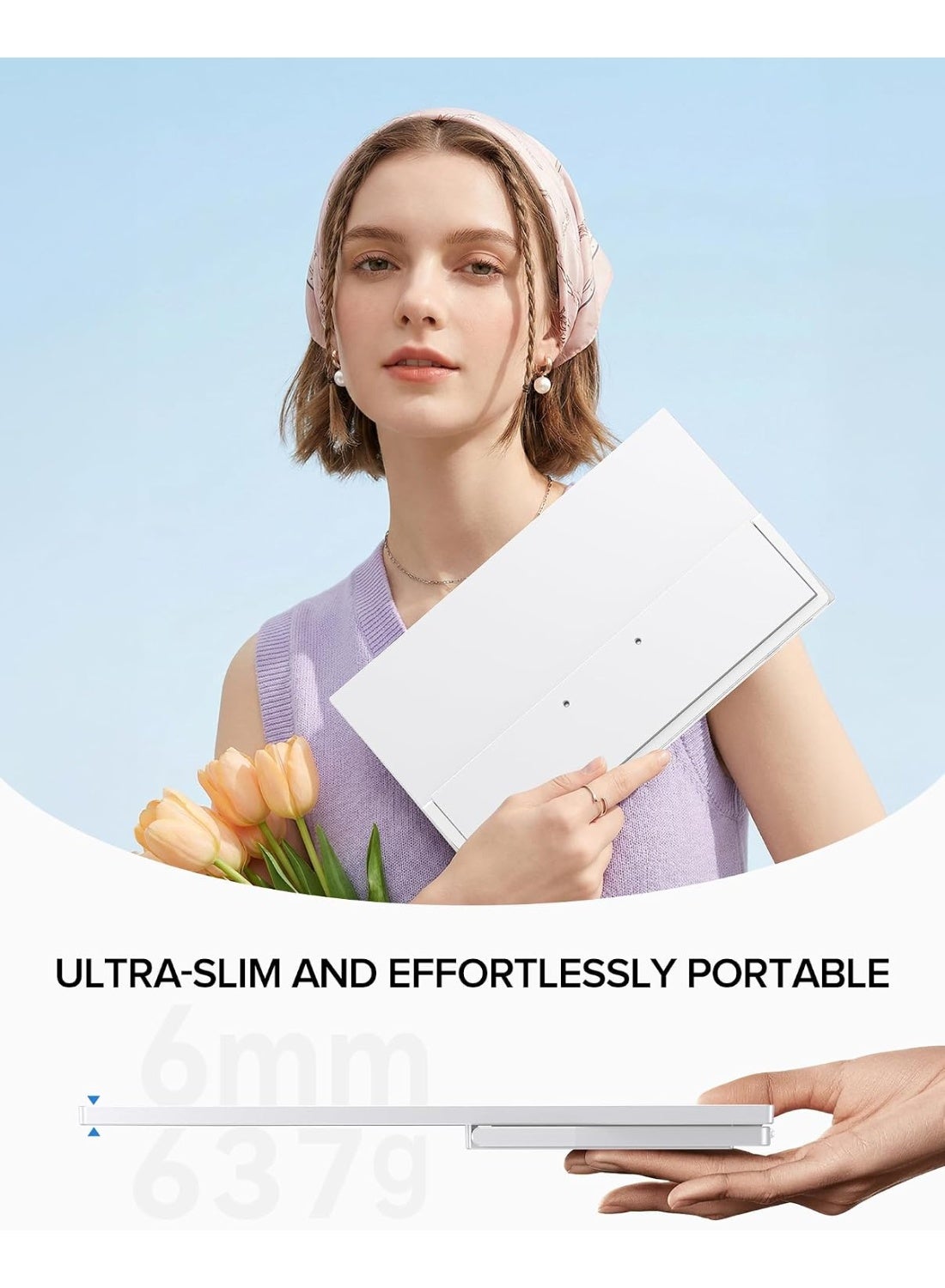 UPERFECT 15.6" Portable Monitor Full HD 1080P, USB-C & HDMI External Display, Ultra-Slim Lightweight Travel Screen Compatible with Laptop/PC/Mac/PS5 – White