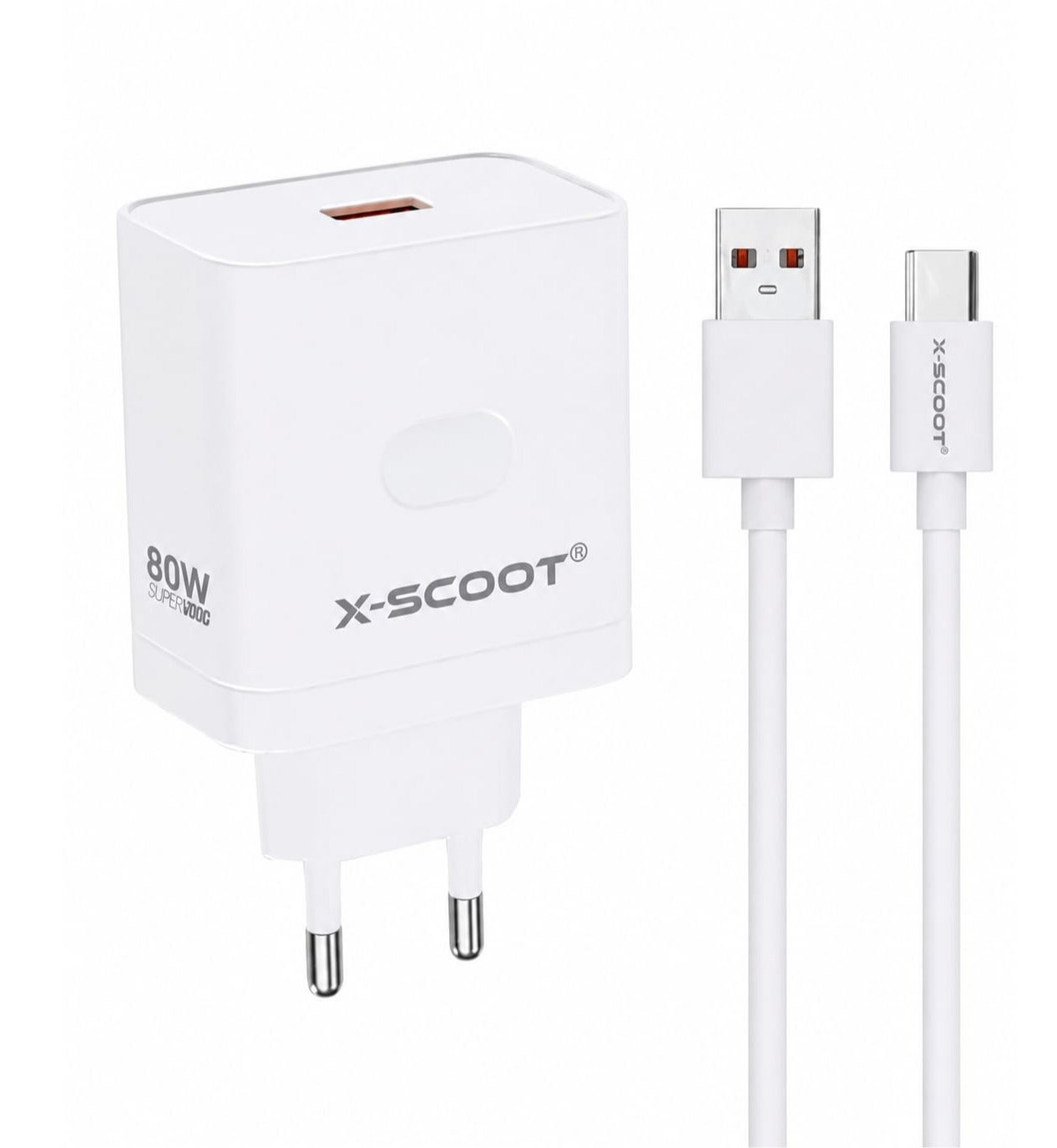 CH-254 80W SuperVOOC Fast Wall Charger USB-C Port with USB-A to USB-C Cable Fast Charging Adapter