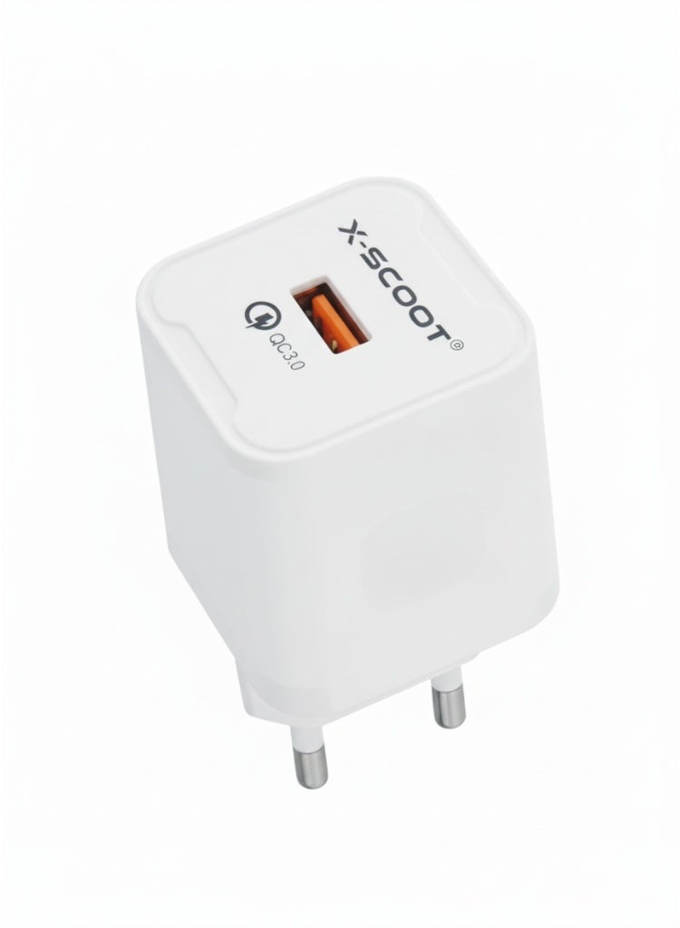 CH-262 30W Fast Wall Charger with Included 1000mm USB-C Cable, QC 3.0 High-Speed Charging, Safe PC Materials, and Multi-Circuit Protection for Reliable Daily Use