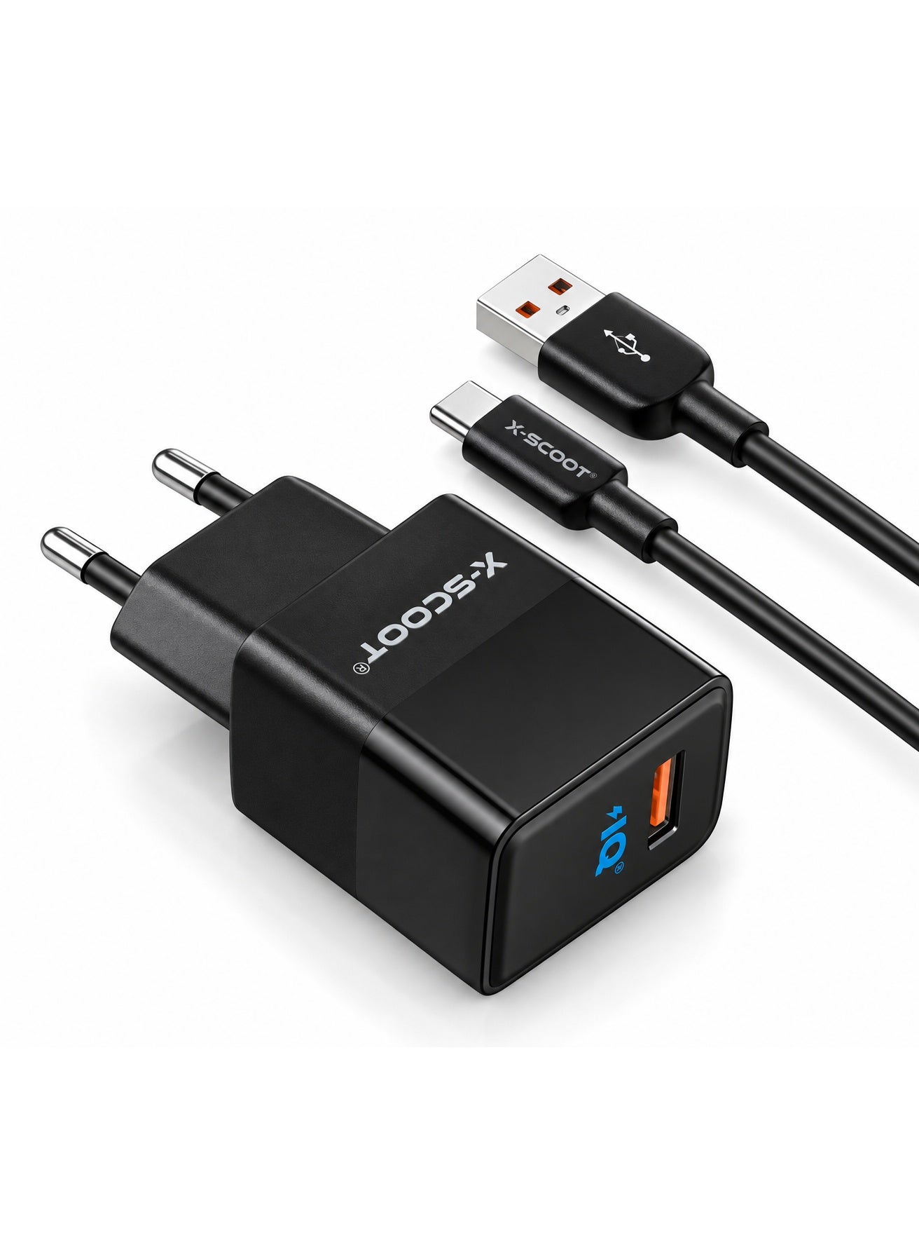 30W Fast Wall Charger with USB-C Cable, Smart IQ Auto-ID Output, Heat Resistant Safe Design, Universal USB-C Compatibility , Model CH-256, Black