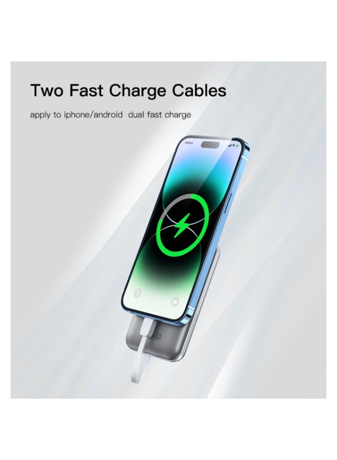 YP48 10000mah 22.5W PD20W Type-C Apple Interface Two Fast Charge Cables LED Display Power Bank
