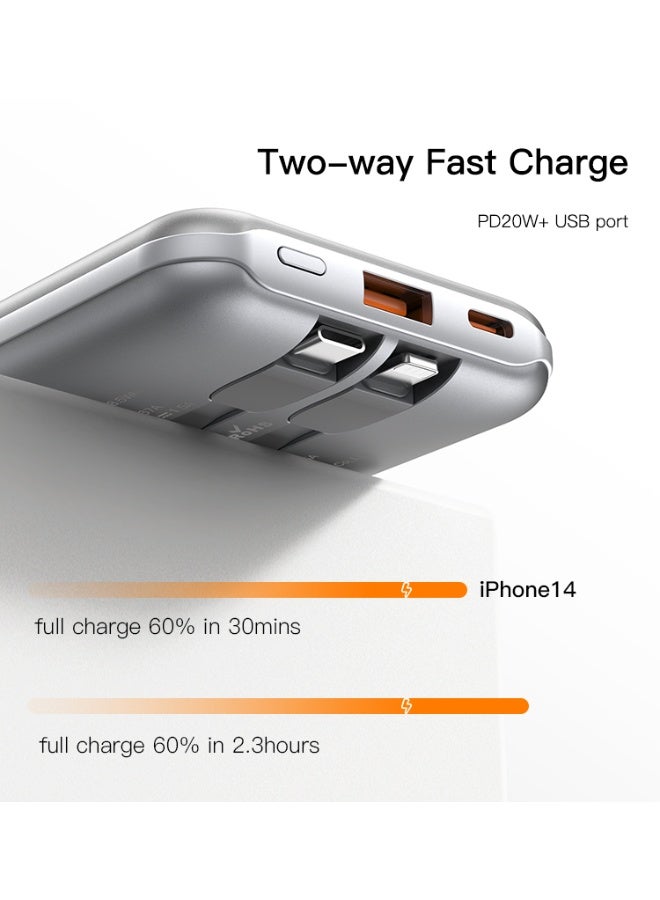 YP48 10000mah 22.5W PD20W Type-C Apple Interface Two Fast Charge Cables LED Display Power Bank