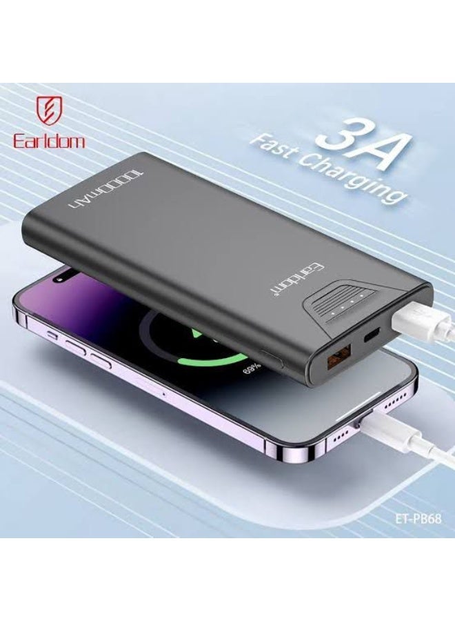 Earldom ET-PB68 10000mAh Power Bank, Dual USB Portable Charger with LED Digital Display, External Battery Pack for Smartphones and USB Devices