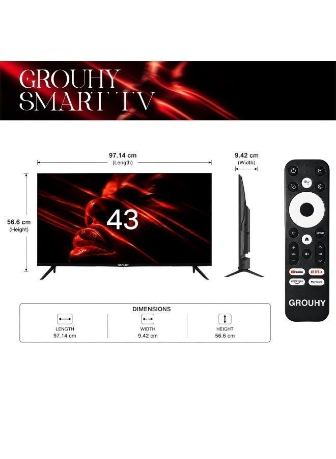 43 Inch Full HD LED Smart Frameless TV with Google TV and Magic Remote - GLD43SA.MGC