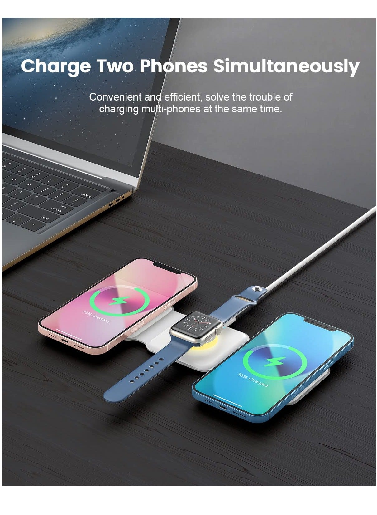 3 in 1 Wireless Charger Folding Mobile Phone Smart Watch Ultra-thin 15W Fast QI Magnetic Charger For Apple iPhone And Android White