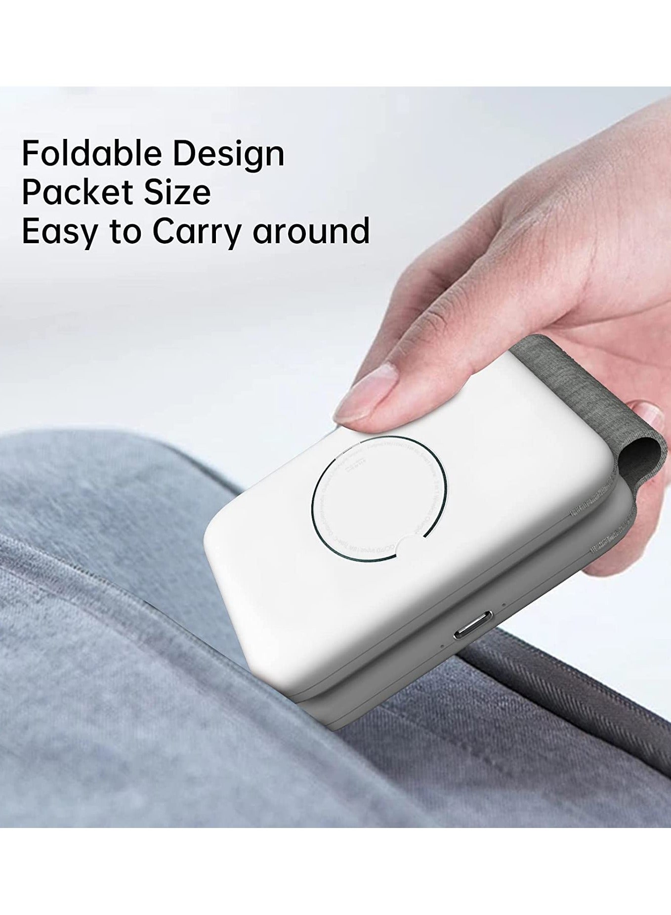 3 in 1 Wireless Charger Folding Mobile Phone Smart Watch Ultra-thin 15W Fast QI Magnetic Charger For Apple iPhone And Android White