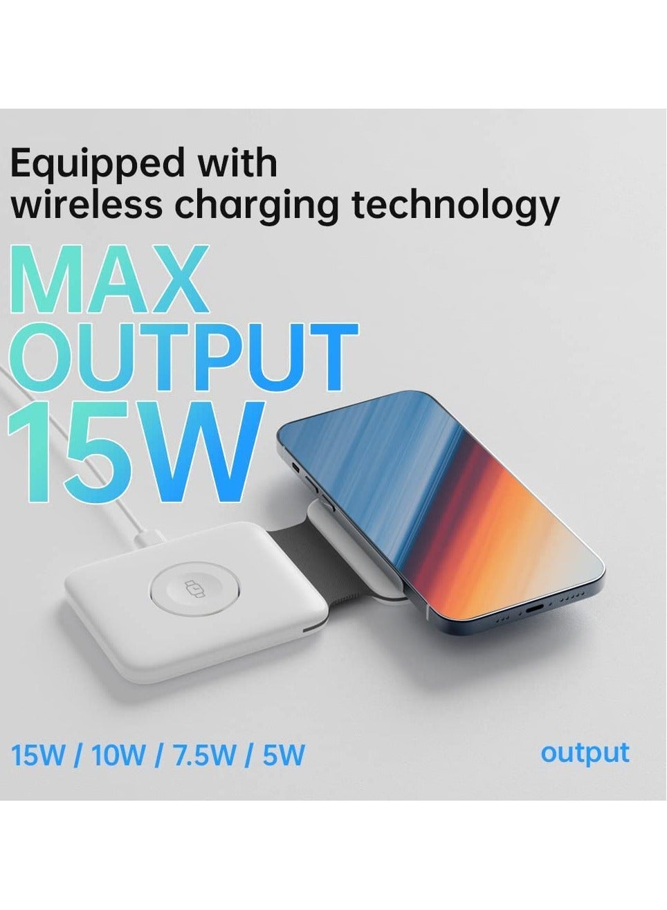 3 in 1 Wireless Charger Folding Mobile Phone Smart Watch Ultra-thin 15W Fast QI Magnetic Charger For Apple iPhone And Android White