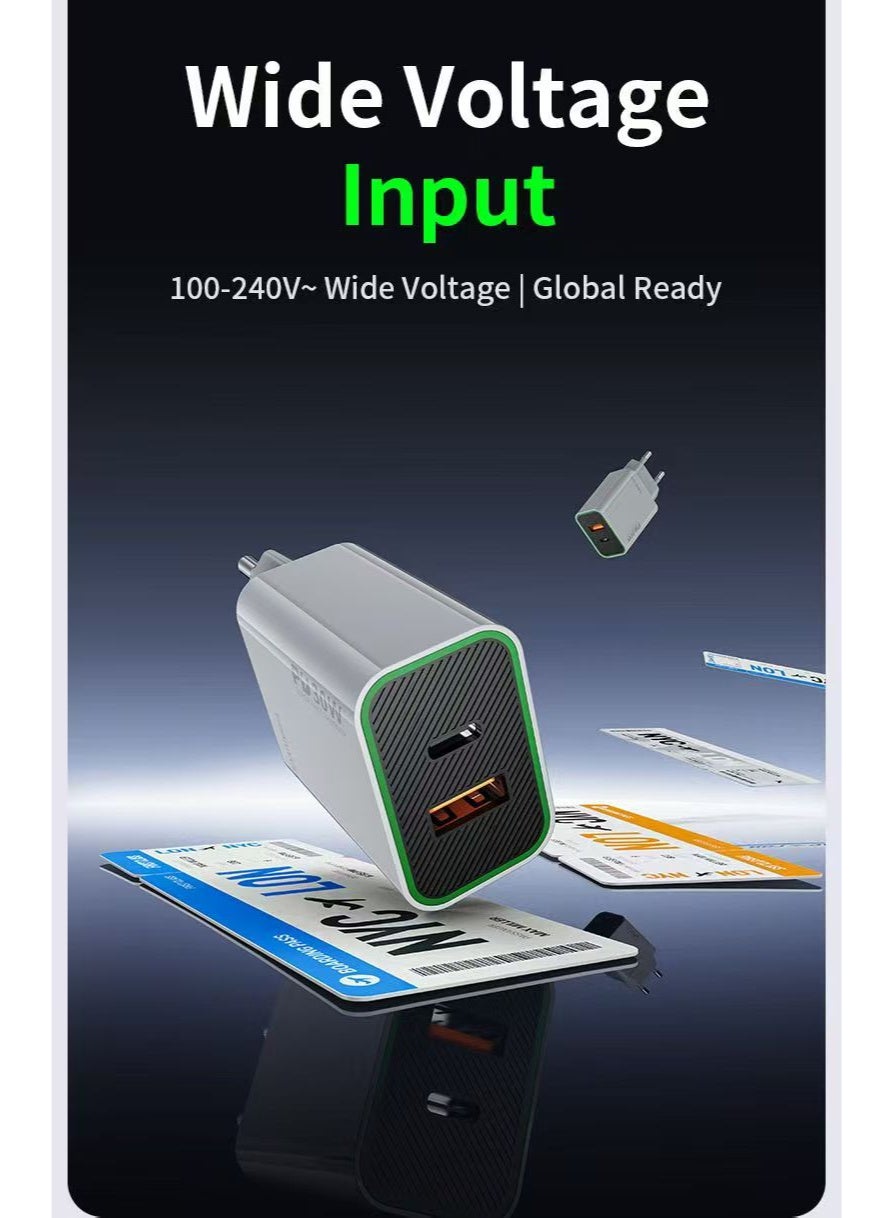 TRANYOO 30W Type-C to Type-C Fast Charger Compatible with Samsung Galaxy A54/S23 /A34/S22/A53/M53/S24+/C55/A14/A15/A24/M55 and OPPO (Gray)