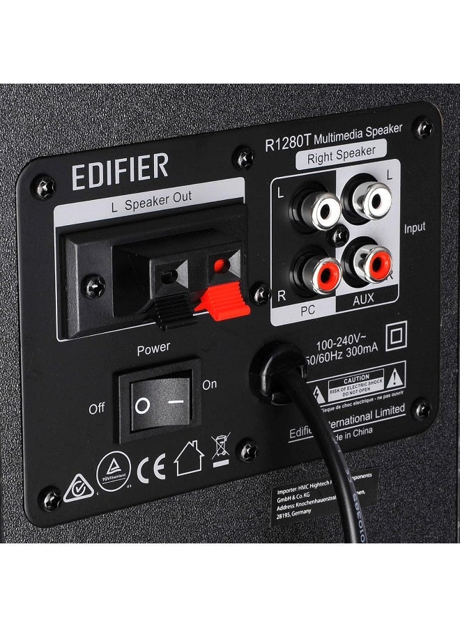 Edifier R1280T Powered Bookshelf Speakers - 2.0 Active Near Field Studio Monitor, Black, 42 Watts RMS