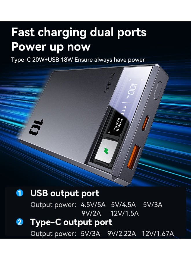YP61 PD15W Fast Charging HD Digital Display Dual Port 10000mAh Magnetic Wireless Charging Power Bank