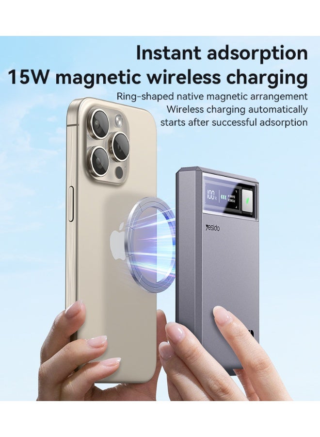 YP61 PD15W Fast Charging HD Digital Display Dual Port 10000mAh Magnetic Wireless Charging Power Bank