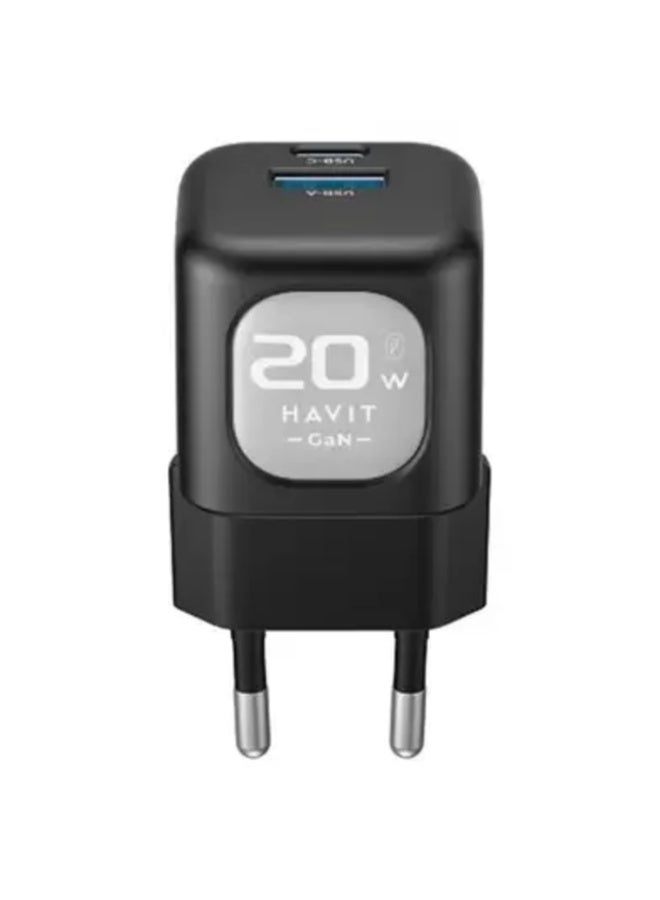 HAVIT UC220 Mobile series GaN - 20W Travel Charger - Black
