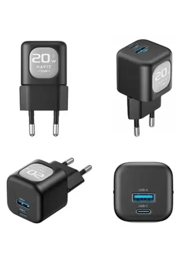 HAVIT UC220 Mobile series GaN - 20W Travel Charger - Black