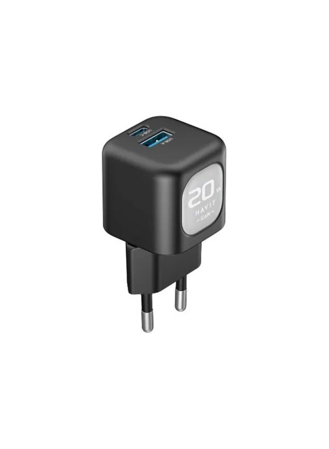HAVIT UC220 Mobile series GaN - 20W Travel Charger - Black