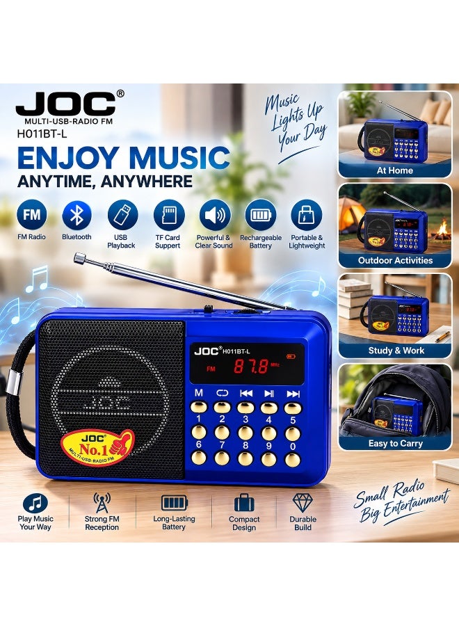 Portable Fm Radio Stereo Sound Strong Pure Signal Tuned Into A Flash A Memory And A Speaker - Blue