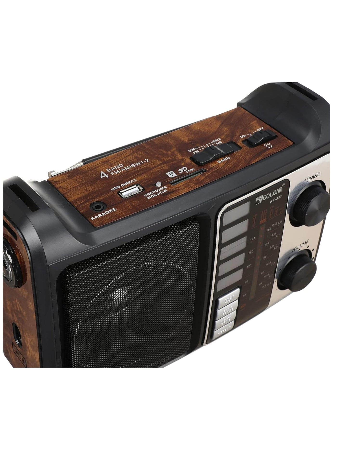 RX-333 Portable Multi-Band Radio , FM/AM/SW1-2 Radio with Built-in Speaker, AC/DC Dual Power, High Sensitivity Reception, 3W Powerful Sound, Battery Operated for Home, Travel & Emergency Use