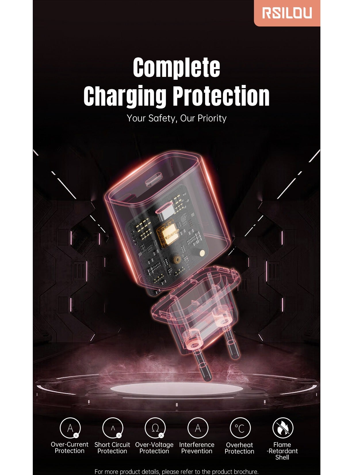 R4252-001 30W USB-C Super Fast Charger, Power and Efficiency Redefined, GaN, PPS Support, Supports apple and all smartphones, tablets, Bluetooth headphones, and more, MultiProtect Protection