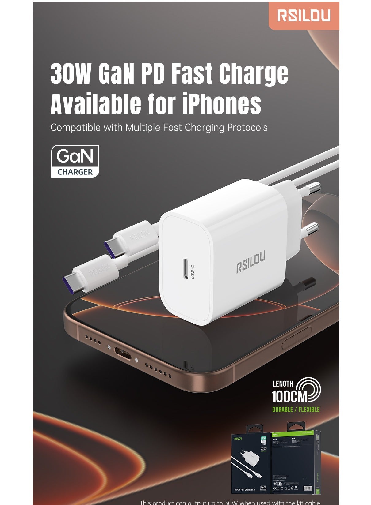 R4252-001 30W USB-C Super Fast Charger, Power and Efficiency Redefined, GaN, PPS Support, Supports apple and all smartphones, tablets, Bluetooth headphones, and more, MultiProtect Protection