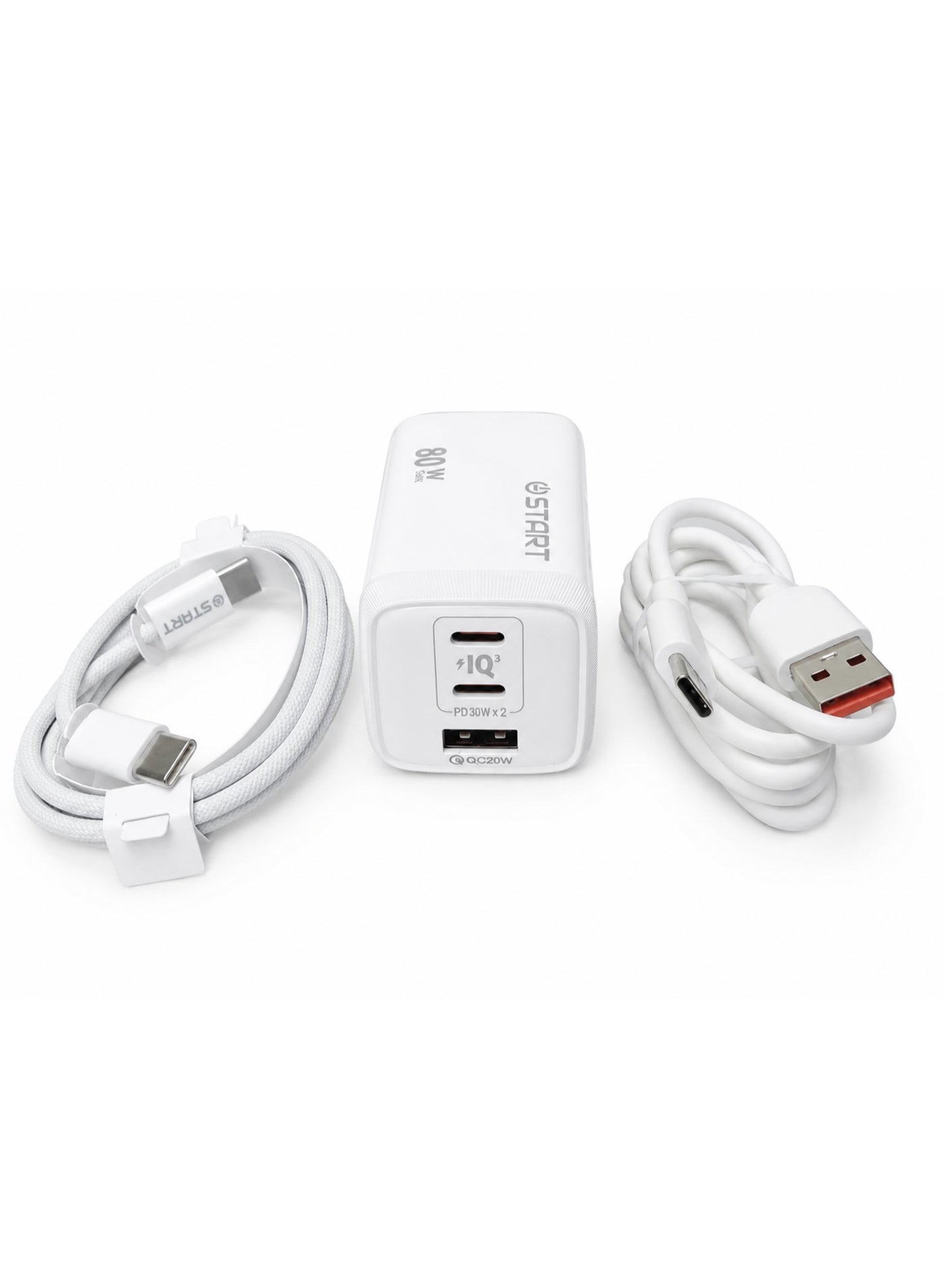 ST-321 IQ 80W GaN Fast Wall Charger with USB-C & USB-A, PD & QC 3.0 Fast Charging, Smart IQ Chip, Multi-Device Charging, Over-Charge & Over-Temperature Protection