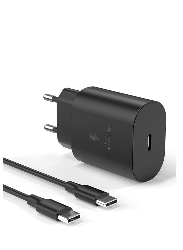 USB C TO TYPE C Charger 25W Fast Charging - A53/S21/S21 FE Compatible with Galaxy S20/Note 20 Ultra/Note 10 Plus Fast Charger and Type C Cable, Wall Mount Fast Replacement Power Adapter