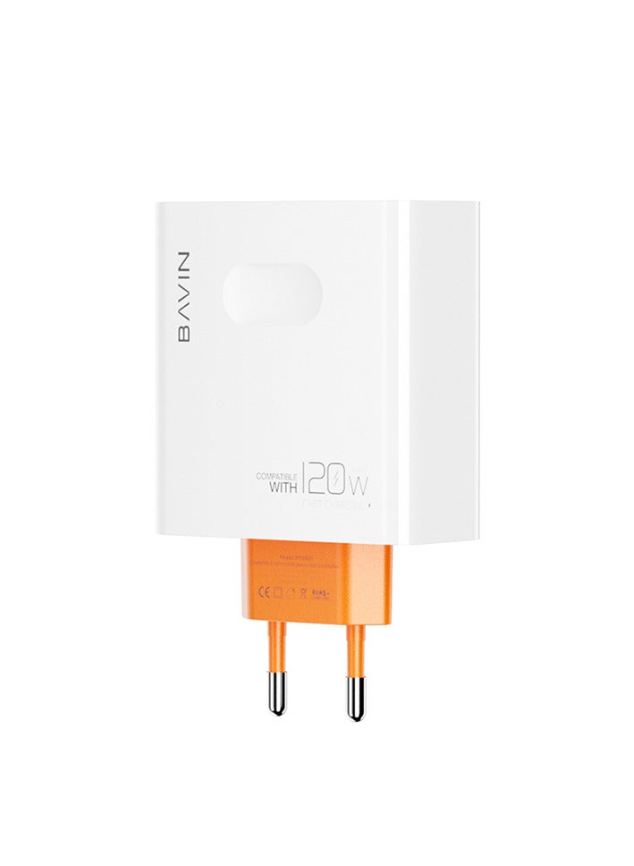 120W Android Phone Charger Hypercharge Turbo Fast Wall Charger Compatible with Huawei and OPPO and Vivo - White