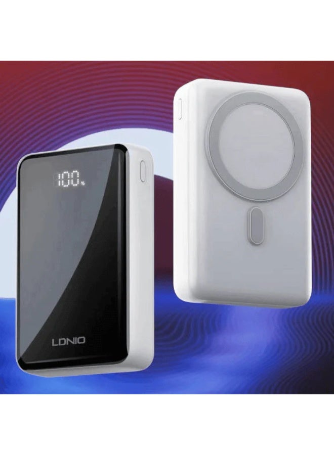 20000mAh Magnetic Wireless Power Bank with 15W Wireless Charging, 22.5W PD and QC Fast Charging Portable Charger, USB-C and USB-A High Capacity Battery Pack with LED Display, Compatible with iPhone, Samsung Galaxy, Android Phones, Tablets and Qi-Enabled Devices