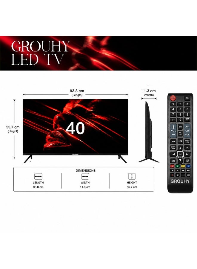 Grouhy 40 Inch HD LED TV Frameless - GLD40NA