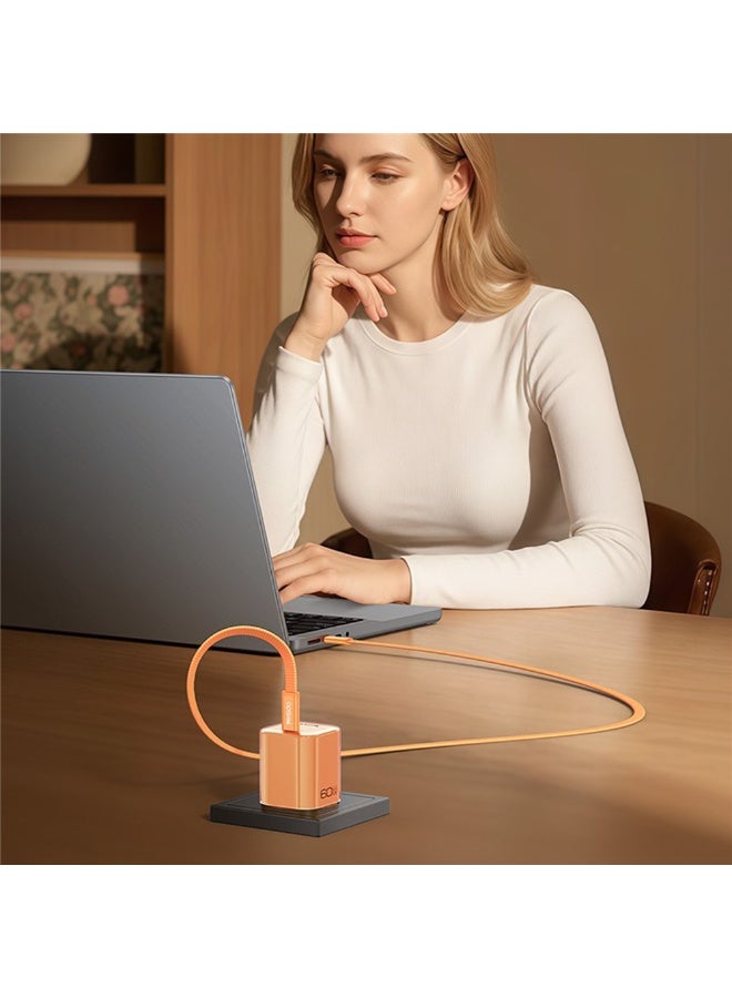 Yesido YC117 60W GaN Fast Wall Charger USB-C Port with Type-C to Type-C Cable AVS Clear Layer White - 2 Pieces
