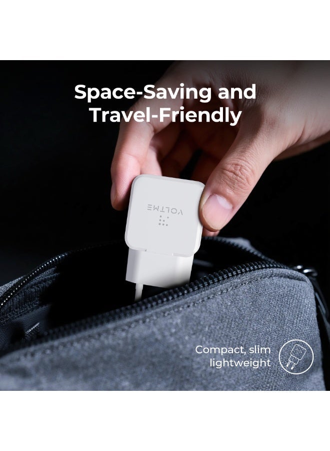 VOLTME Revo 20W Lite Ultrathin White, Portable USB-C Wall Charger Dual Port Fast Charge AC PD3.0 PPS Adapter Compatible with iPhone 14/13/Pro/Pro Max/12/11, Galaxy Note, Xiaomi/Huawei/Pixel