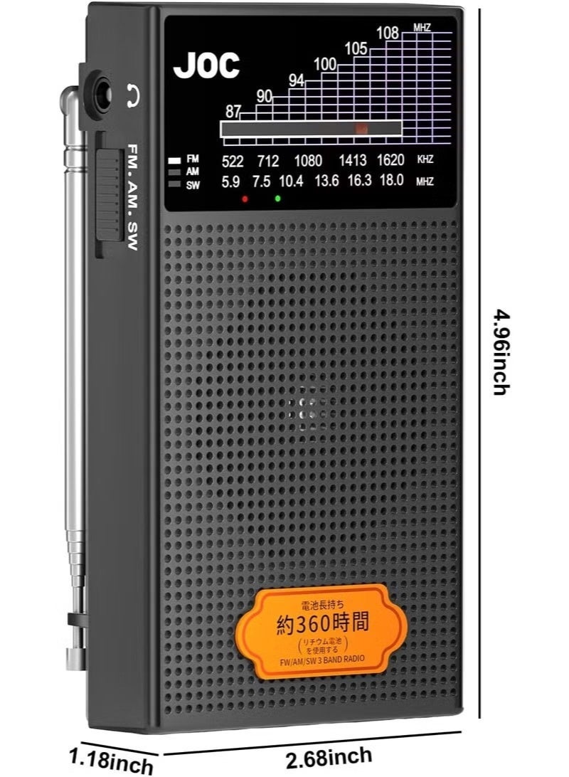 TG-Q20 Portable AM FM SW Radio, Three-Band Multi-Band Analog Radio with Built-In Speaker, Telescopic Antenna, Clear Frequency Tuning Display, Compact Handheld Classic Radio for Home, Travel & Everyday Use