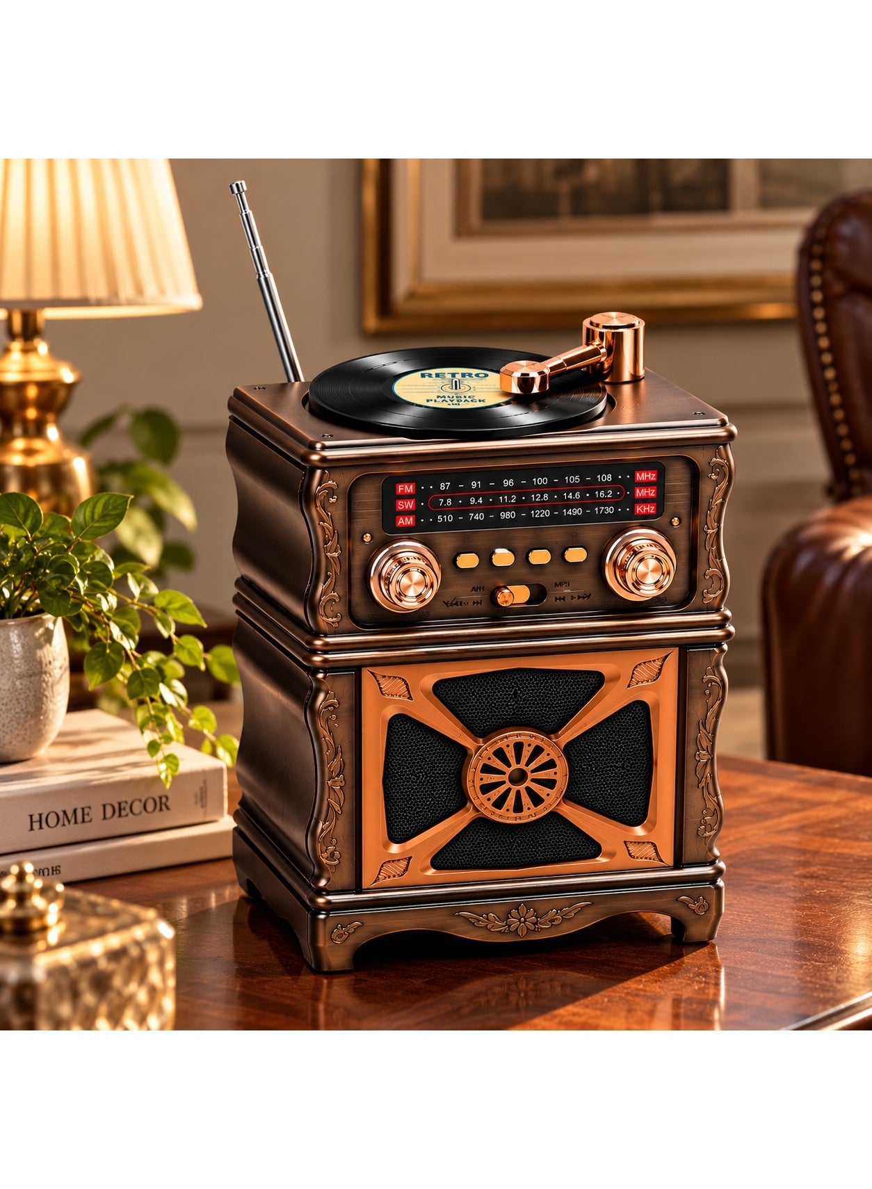 Feexot FX-2501B Retro Vintage 3-Band Radio & Bluetooth Speaker with USB, TF Card, AUX, MP3, Rechargeable Battery