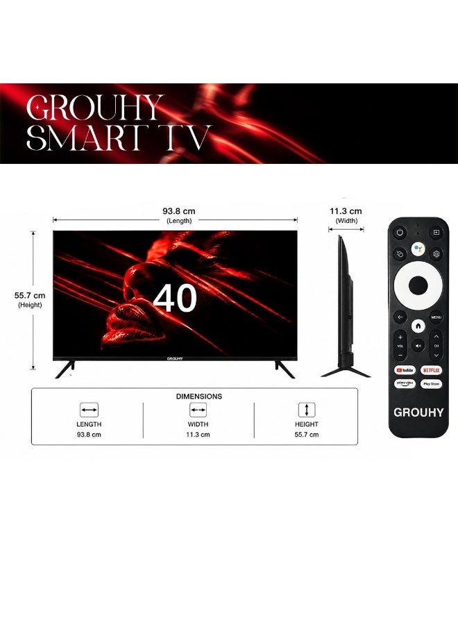 Grouhy 40 Inch HD Smart LED TV Frameless - GLD40SA.MGCV2