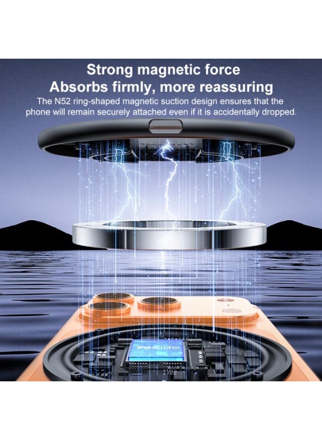 Yesido DS39 15W Magnetic Wireless Charger - Fast Charging Round Desktop Pad for Smartphones & Earbuds - Black