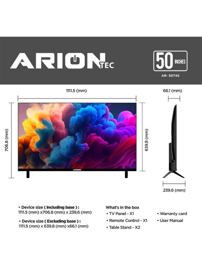 50 Inch 4K UHD Smart TV, VIDAA U9.0, Built-In Receiver, Frameless Design