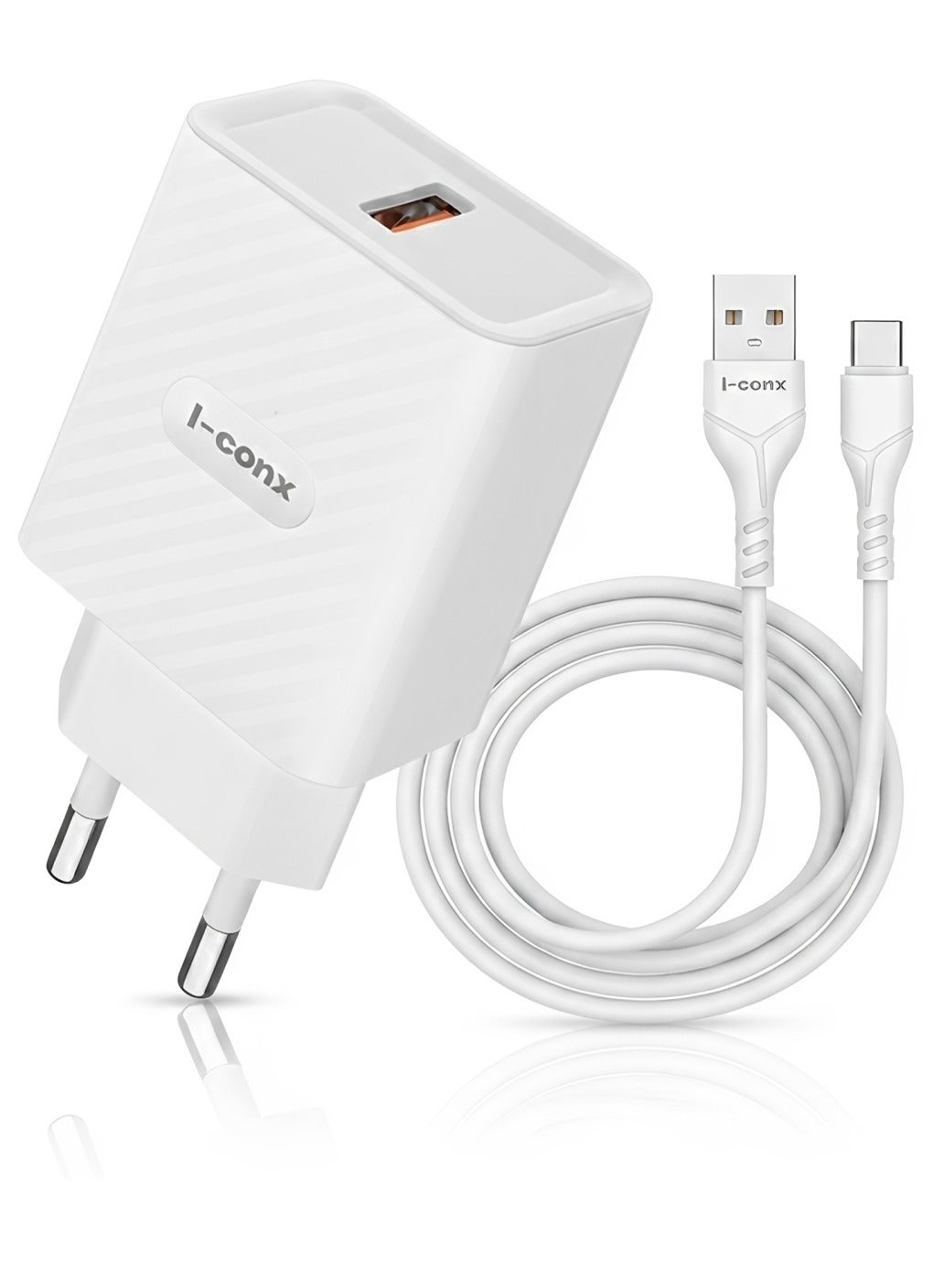 IC-03 25W QC 3.0 Fast Wall Charger with USB-C Cable – Qualcomm Quick Charge 3.0 USB-A Charging Adapter, Smart Fast Charging, Travel Charger with Multi-Protection for Samsung Galaxy, Xiaomi, OPPO, Huawei & USB-C Devices