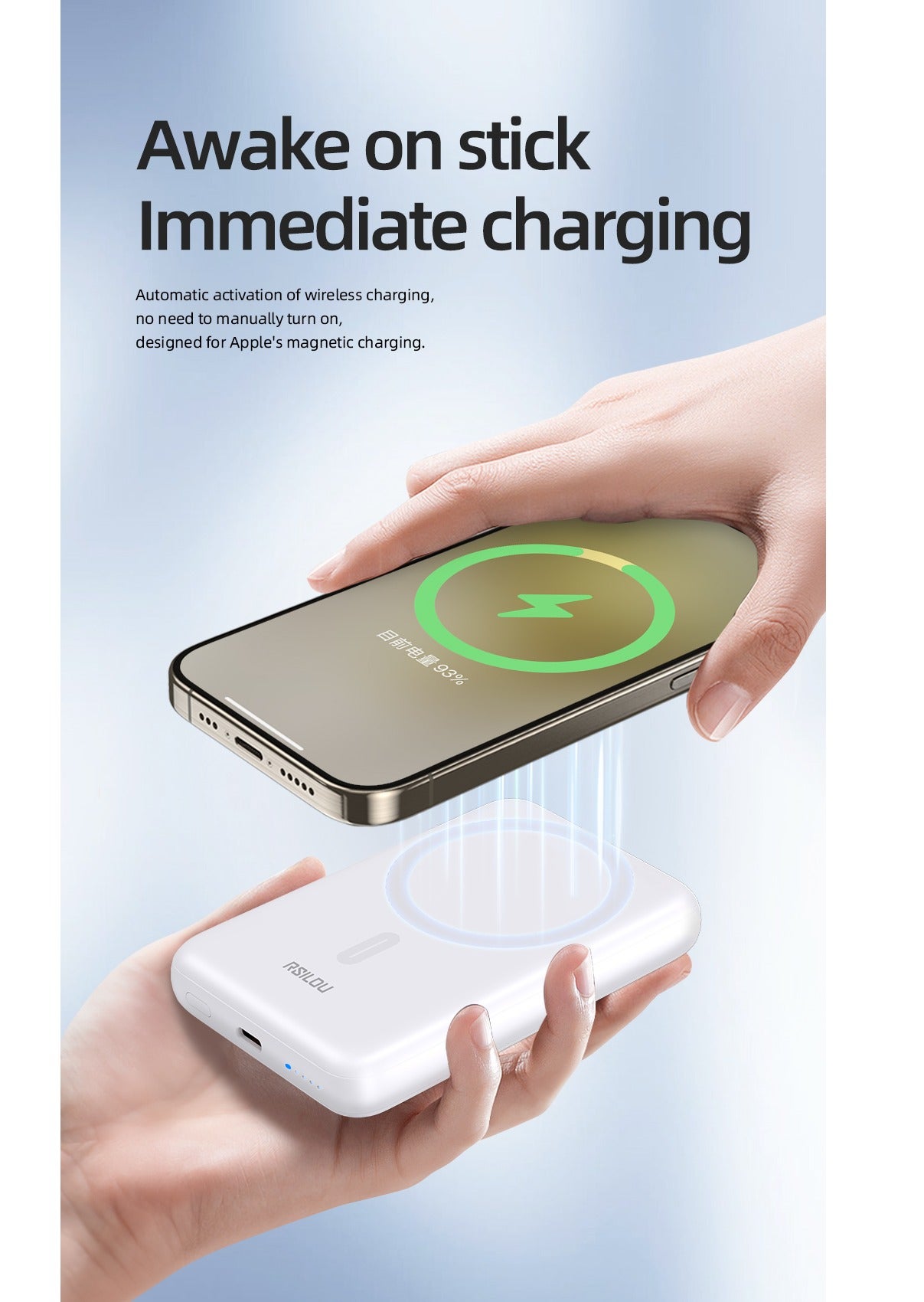 R1020-002 power bank 20W Fast charger, 10000mAh, wireless magsafe magnetic charging, thin and lightweight