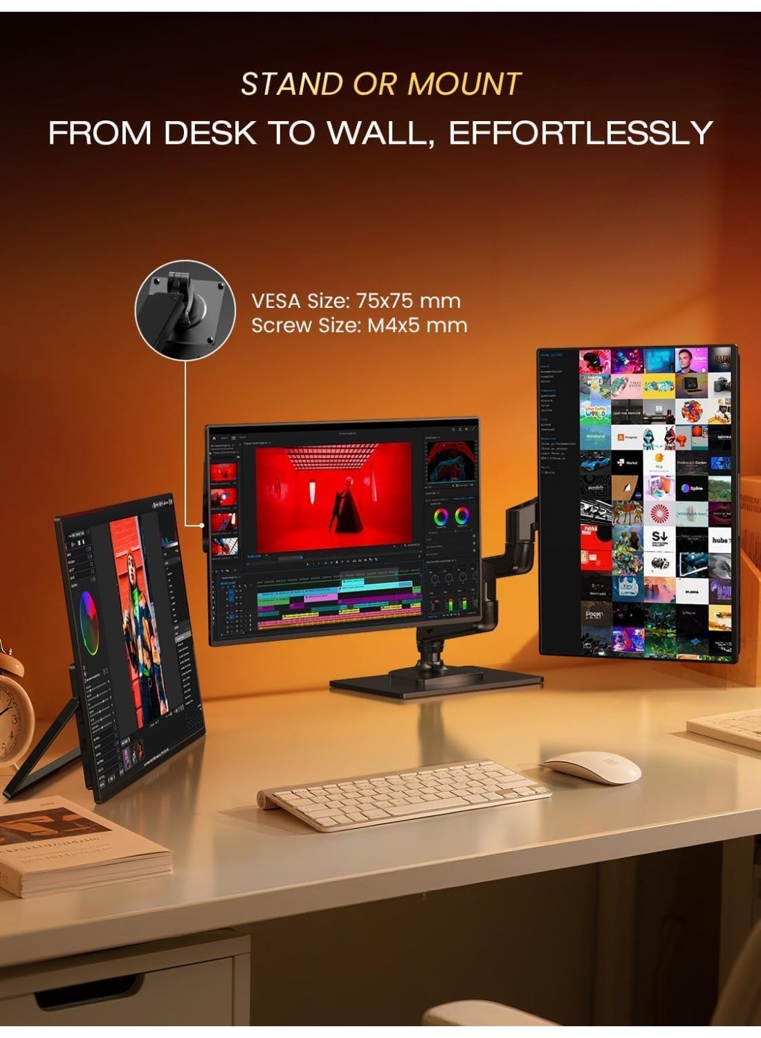 UPERFECT 24.5" Portable Gaming Monitor - 240Hz, 2000:1 Contrast, FreeSync, 0.1ms Fast IPS, Built-in 180° Adjustable Stand/VESA, USB-C & HDMI Second Screen for Laptop, Phone, and Game Consoles