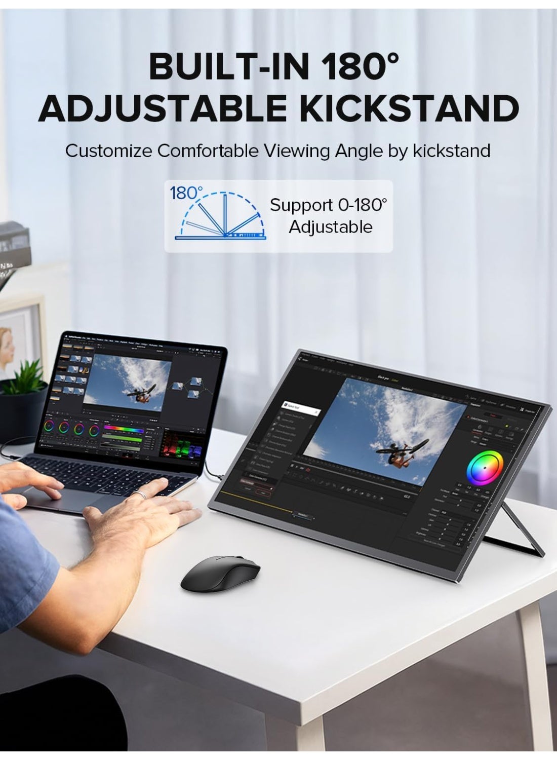 UPERFECT 24.5" Portable Gaming Monitor - 240Hz, 2000:1 Contrast, FreeSync, 0.1ms Fast IPS, Built-in 180° Adjustable Stand/VESA, USB-C & HDMI Second Screen for Laptop, Phone, and Game Consoles