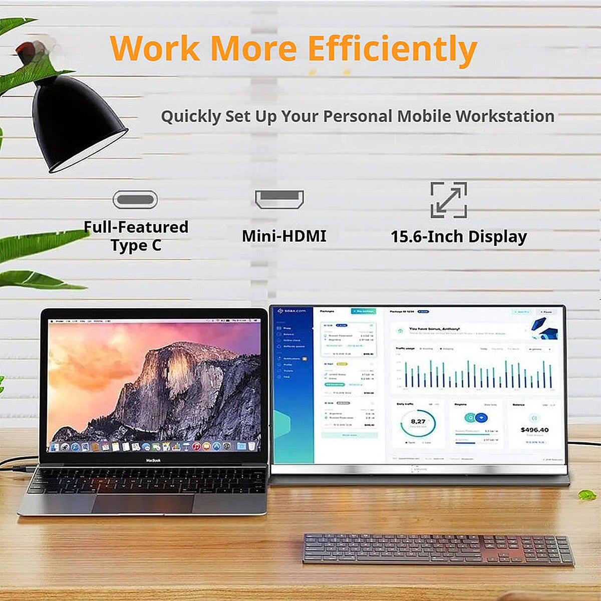P4 15.6-Inch FHD IPS HDR Portable Monitor with USB-C and Mini HDMI