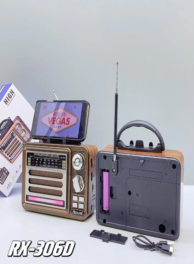 USB DC Retro FM SW Band Golon Disco Light Fashionable Old Fashion Wireless Radio with TWS RGB Stereo Speaker