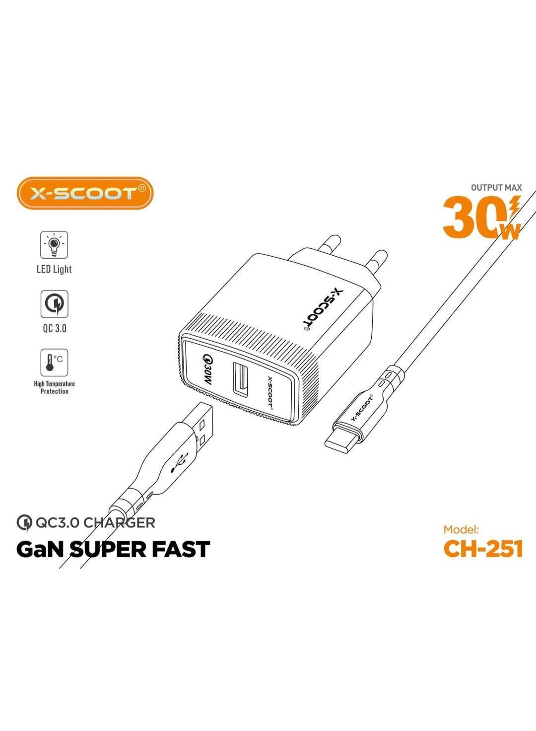 30W Super Fast USB Charger with Micro Cable – Powerful Charging for Smartphones & Modern Devices Compact High-Speed Adapter with Smart Protection, Wide Voltage Support & Durable Design