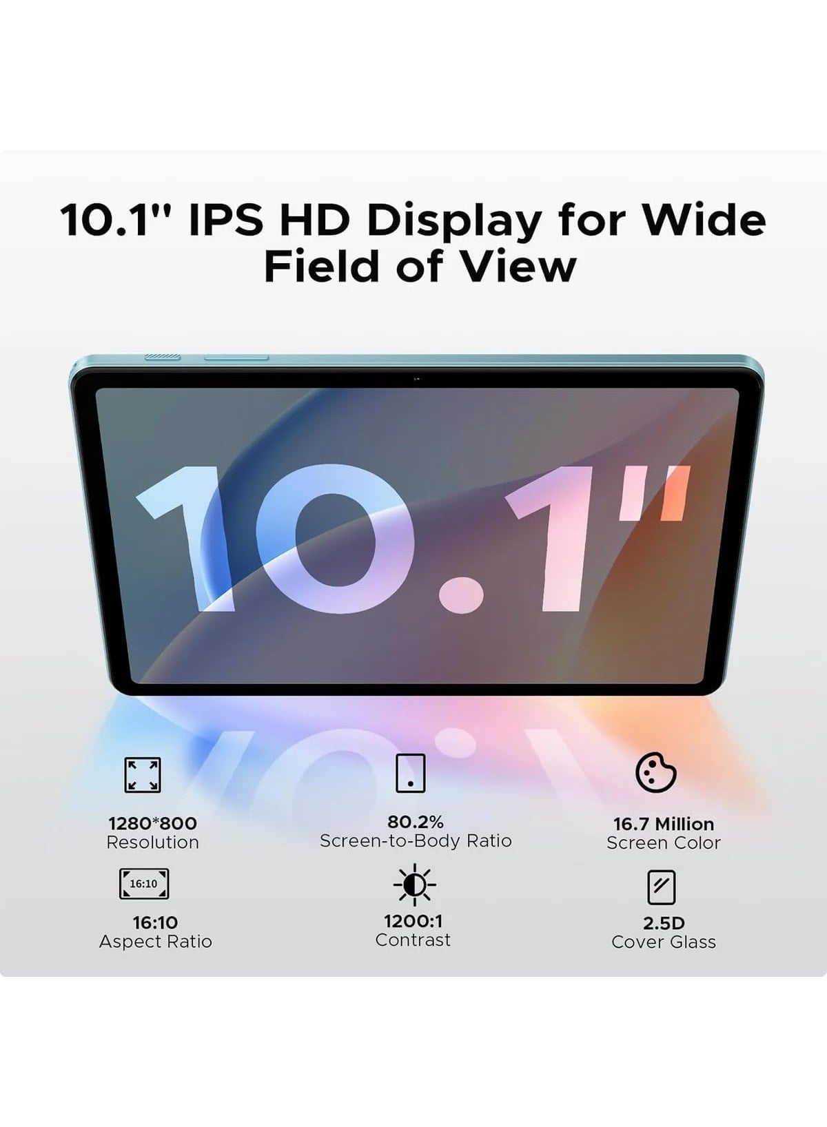 DOOGEE Tab A9 (VIP) Tablet - 10.1-inch IPS HD Display, 12GB RAM (3+9), 64GB ROM, Android 13, 6580mAh Battery, Wi-Fi, Dark Gray
