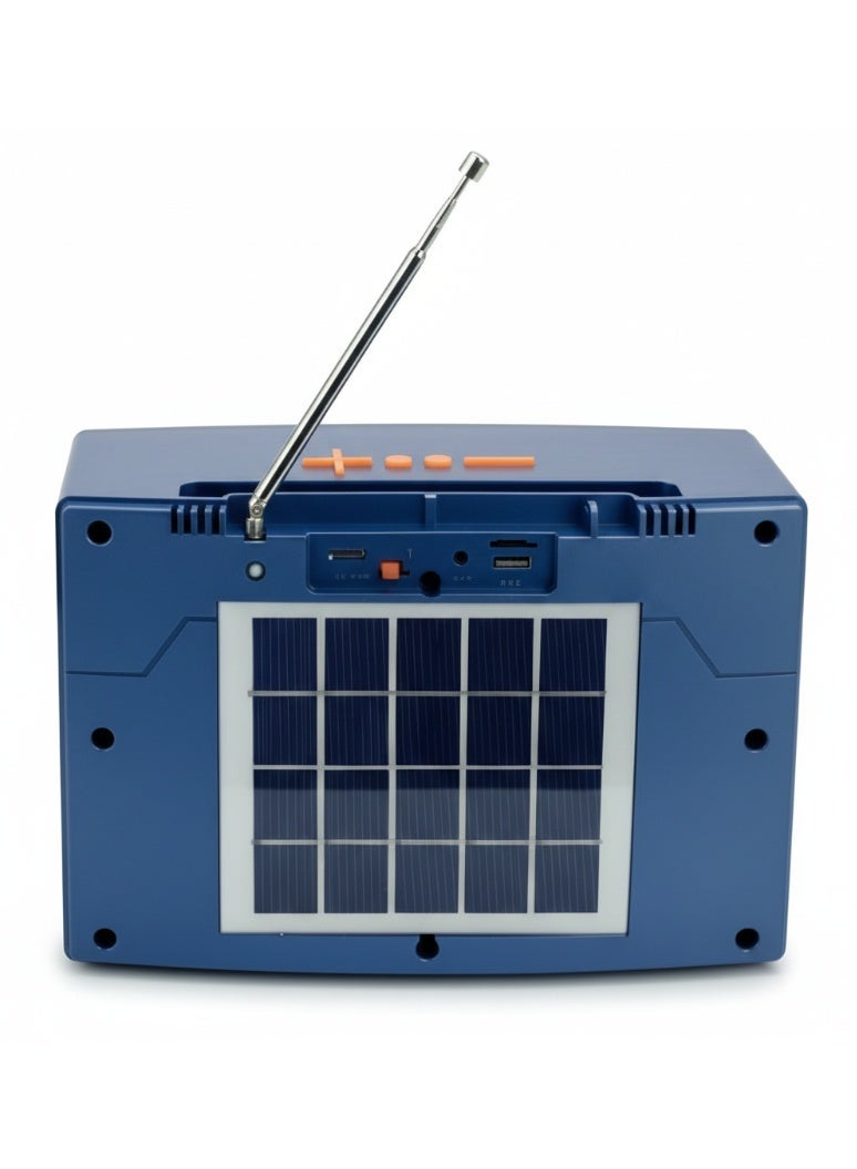 RX-BT158S Wireless Bluetooth Speaker with FM Radio, Solar Panel, USB & TF Card Support, TWS Function, AUX Input, Rechargeable 1800mAh Battery, Type-C Charging