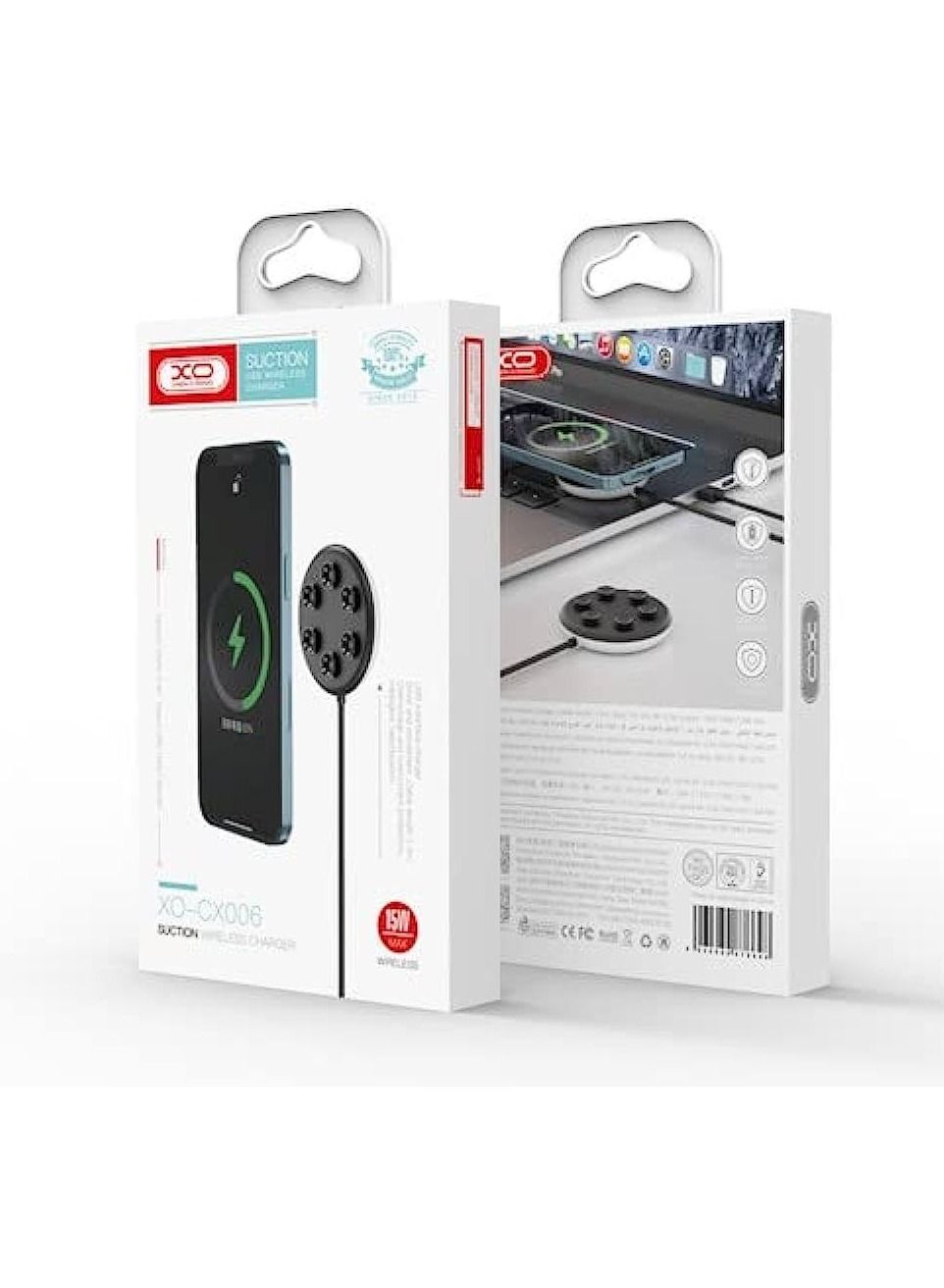 XO CX006 Wireless Charger 15W With Suction Cup Function - Black