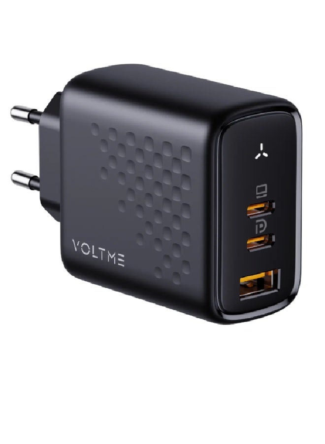 Voltme Revo 67 Triple-Port C+C+A PD 67W Wall Charger with GaN Tech-Black