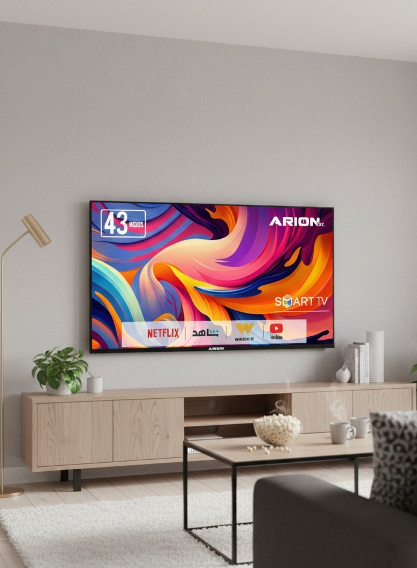 Arion 43-Inch Full HD Smart Android TV, A+ Grade Panel, Frameless Design, Wi-Fi, HDMI & USB Connectivity – AR-43 T4S