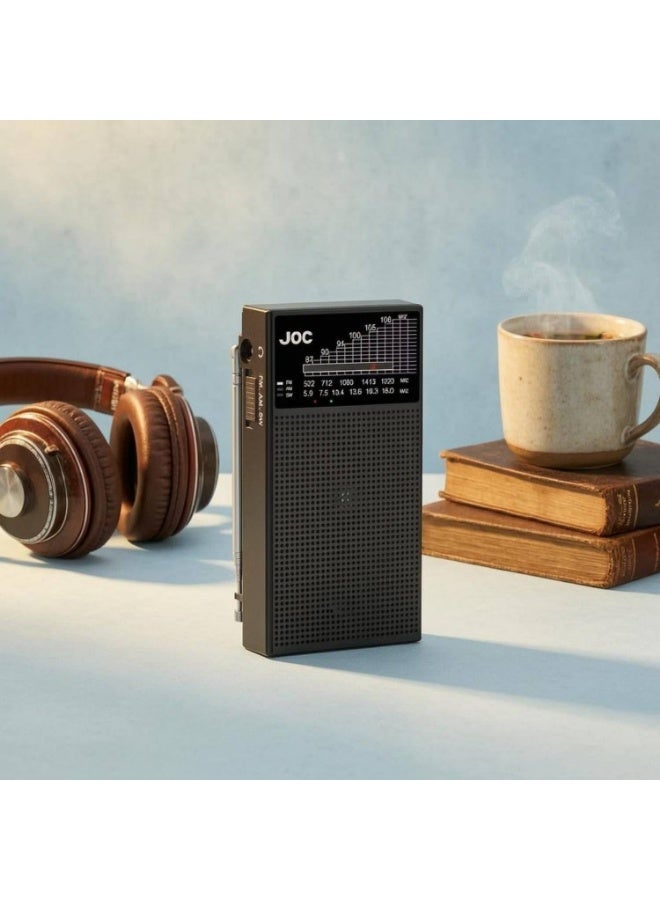 Multiband Portable AM -FM and  SW Radio Compact Mini Retro Radio Built-in Speaker, Black